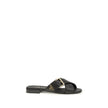 Prada Black Calf Leather Bos Taurus Flat Sandals Prada