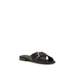Prada Black Calf Leather Bos Taurus Flat Sandals Prada