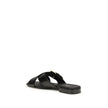 Prada Black Calf Leather Bos Taurus Flat Sandals Prada
