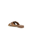 Prada Brown Calf Leather Bos Taurus Flat Sandals Prada