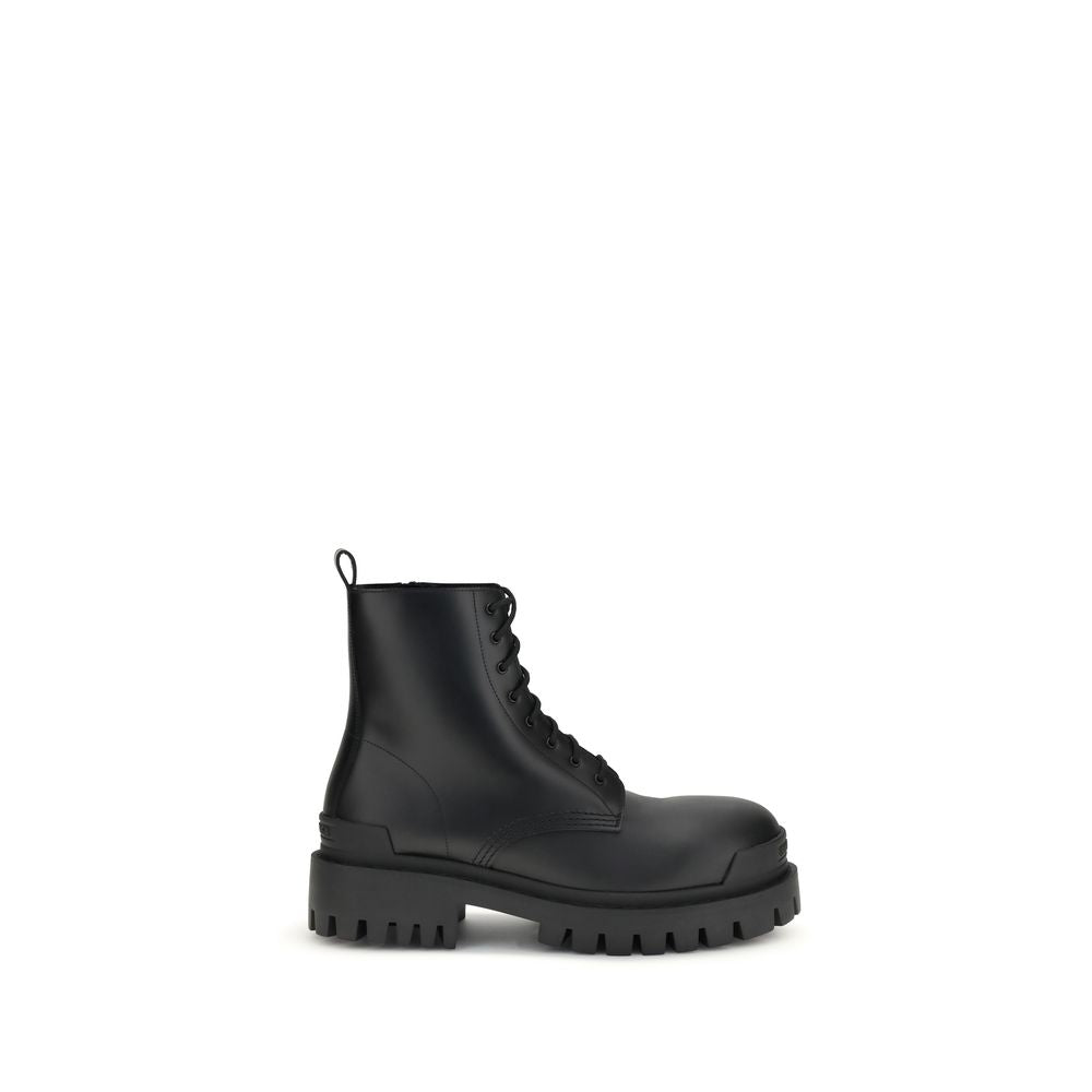 Balenciaga Black Calf Leather Bos Taurus Lace-Up Boots Balenciaga