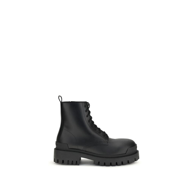 Balenciaga Black Calf Leather Bos Taurus Lace-Up Boots Balenciaga