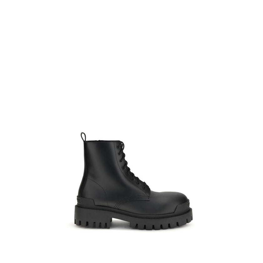 Balenciaga Black Calf Leather Bos Taurus Lace-Up Boots Balenciaga