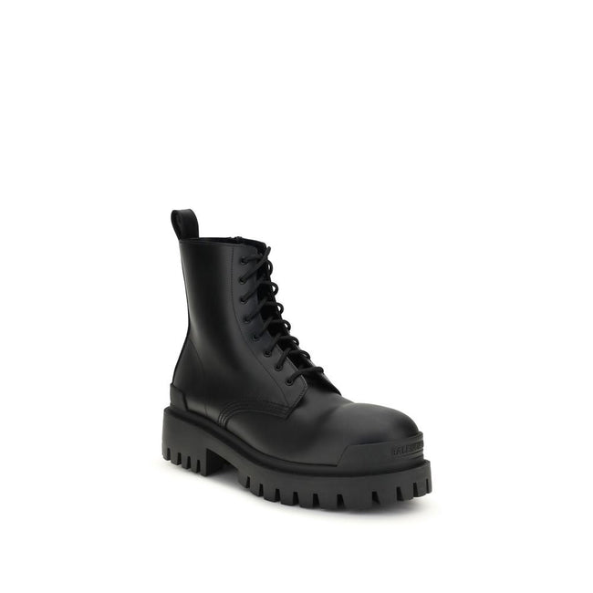 Balenciaga Black Calf Leather Bos Taurus Lace-Up Boots Balenciaga