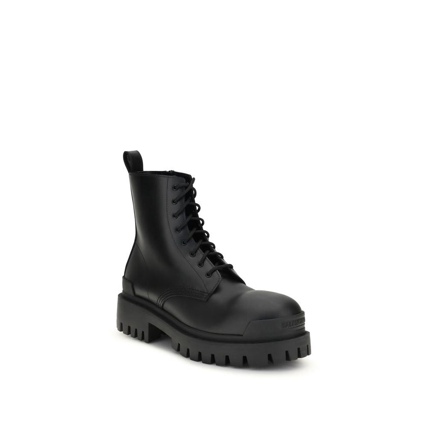 Balenciaga Black Calf Leather Bos Taurus Lace-Up Boots Balenciaga