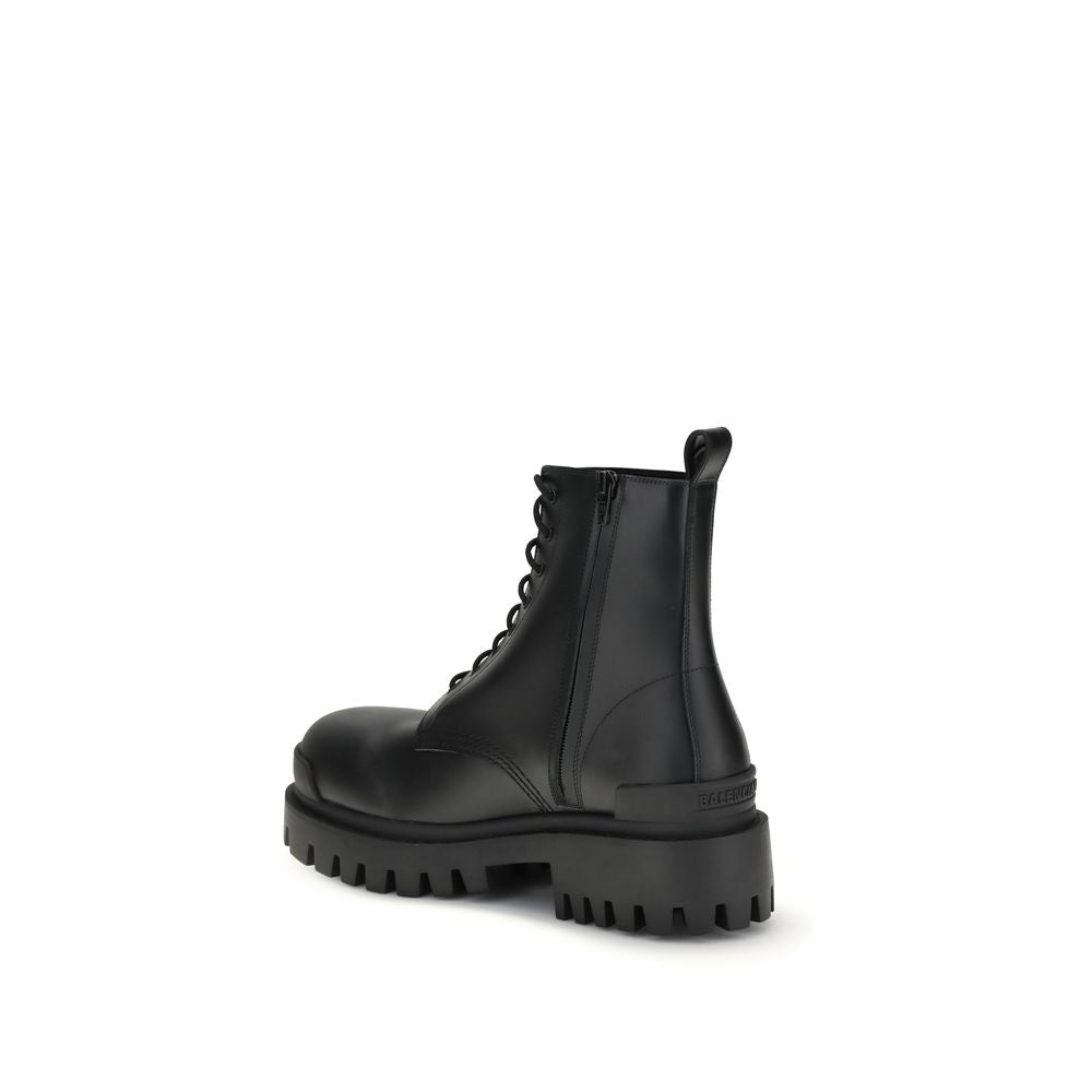 Balenciaga Black Calf Leather Bos Taurus Lace-Up Boots Balenciaga