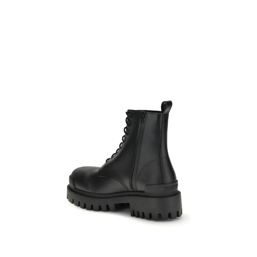 Balenciaga Black Calf Leather Bos Taurus Lace-Up Boots Balenciaga