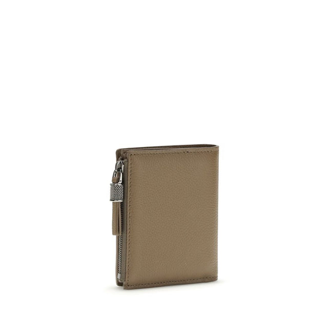 Brunello Cucinelli Beige Calf Leather Bos Taurus Wallet Brunello Cucinelli