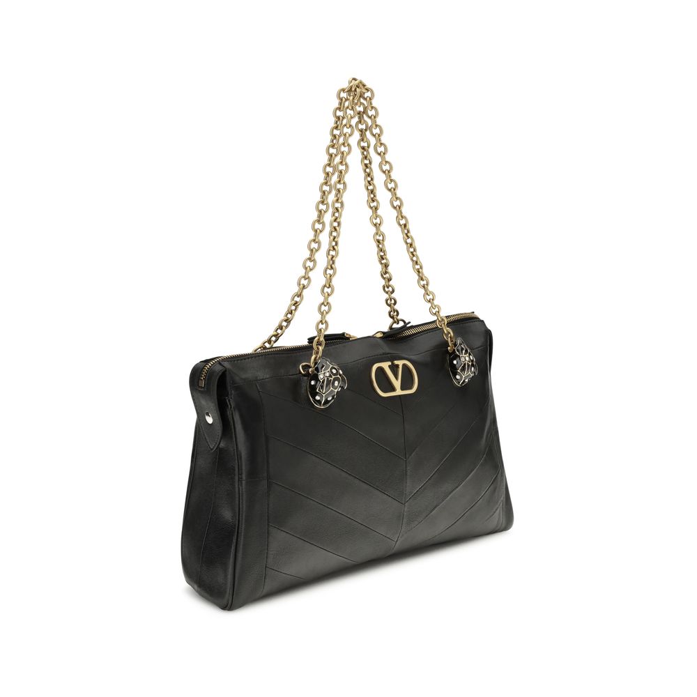 Valentino Garavani Black Lamb Leather Shoulder Bag Valentino Garavani