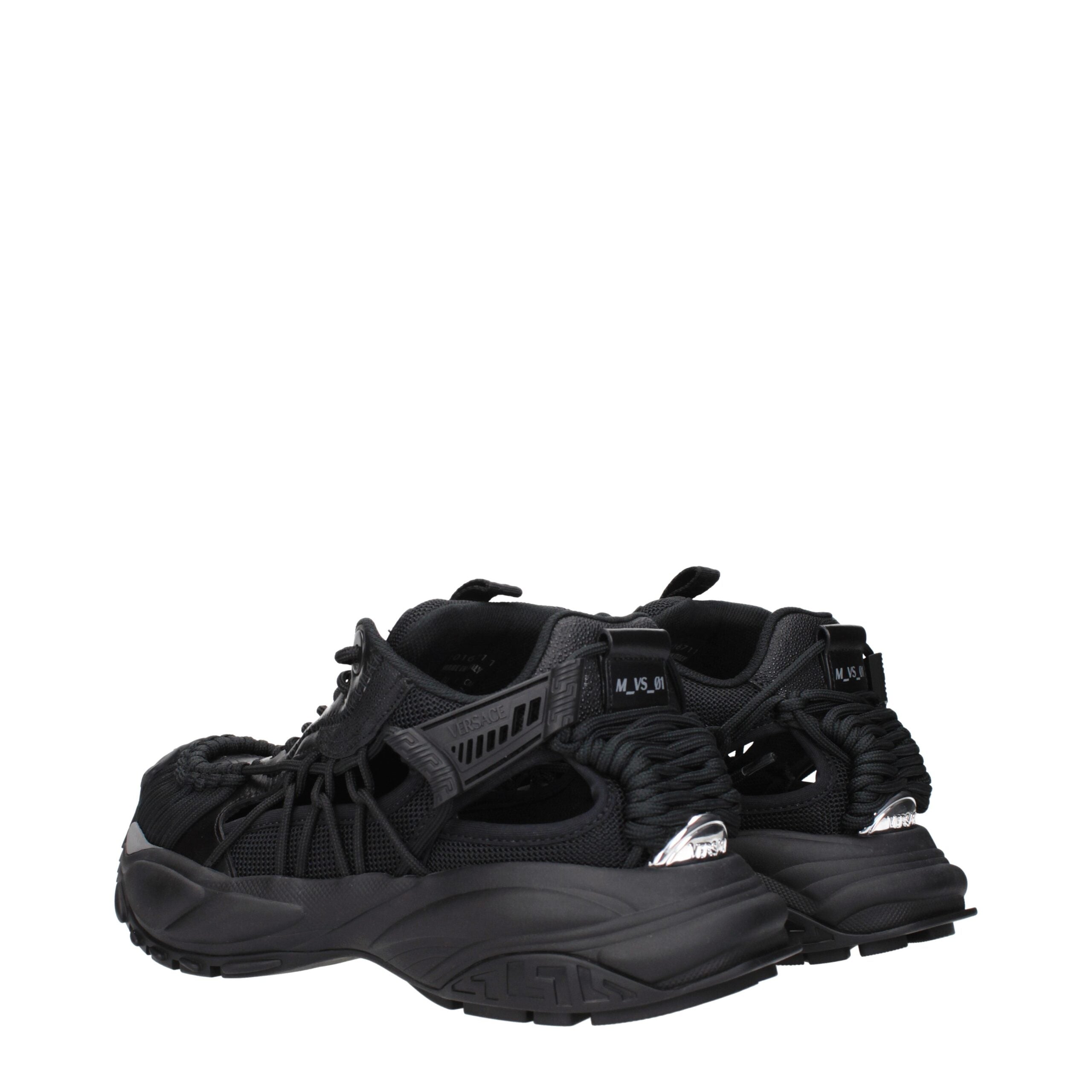 Versace Black Leather Athletic Sneakers Versace