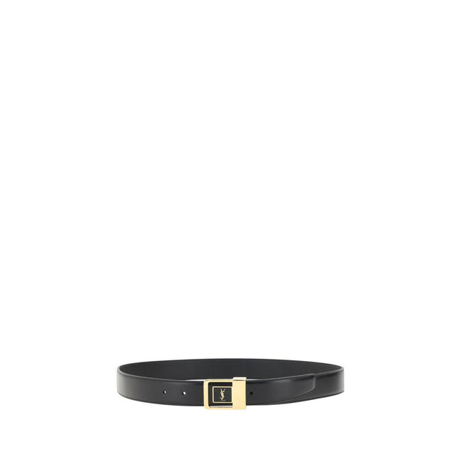 Saint Laurent Black Calf Leather Bos Taurus Regular Belt