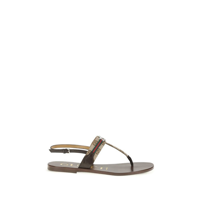 Gucci Brown Calf Leather Bos Taurus Flat Sandals Gucci