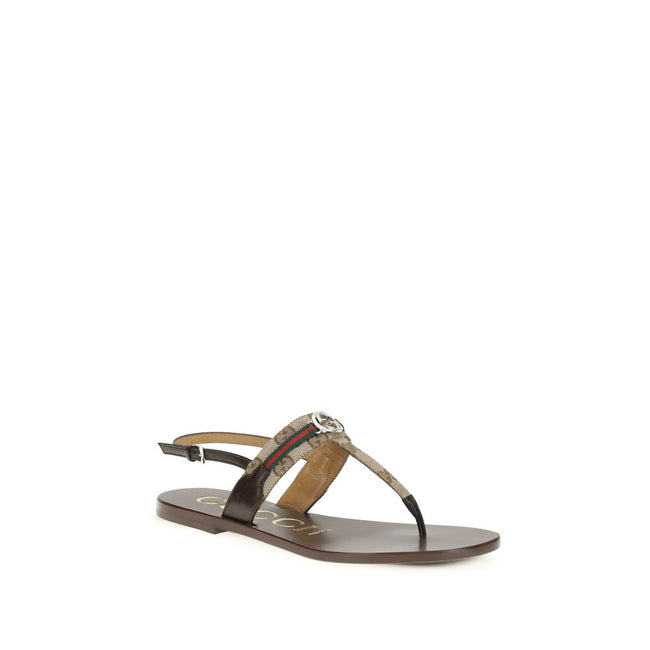 Gucci Brown Calf Leather Bos Taurus Flat Sandals Gucci