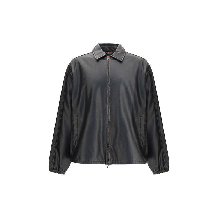 Diesel Black Polyester Biker Jacket Diesel