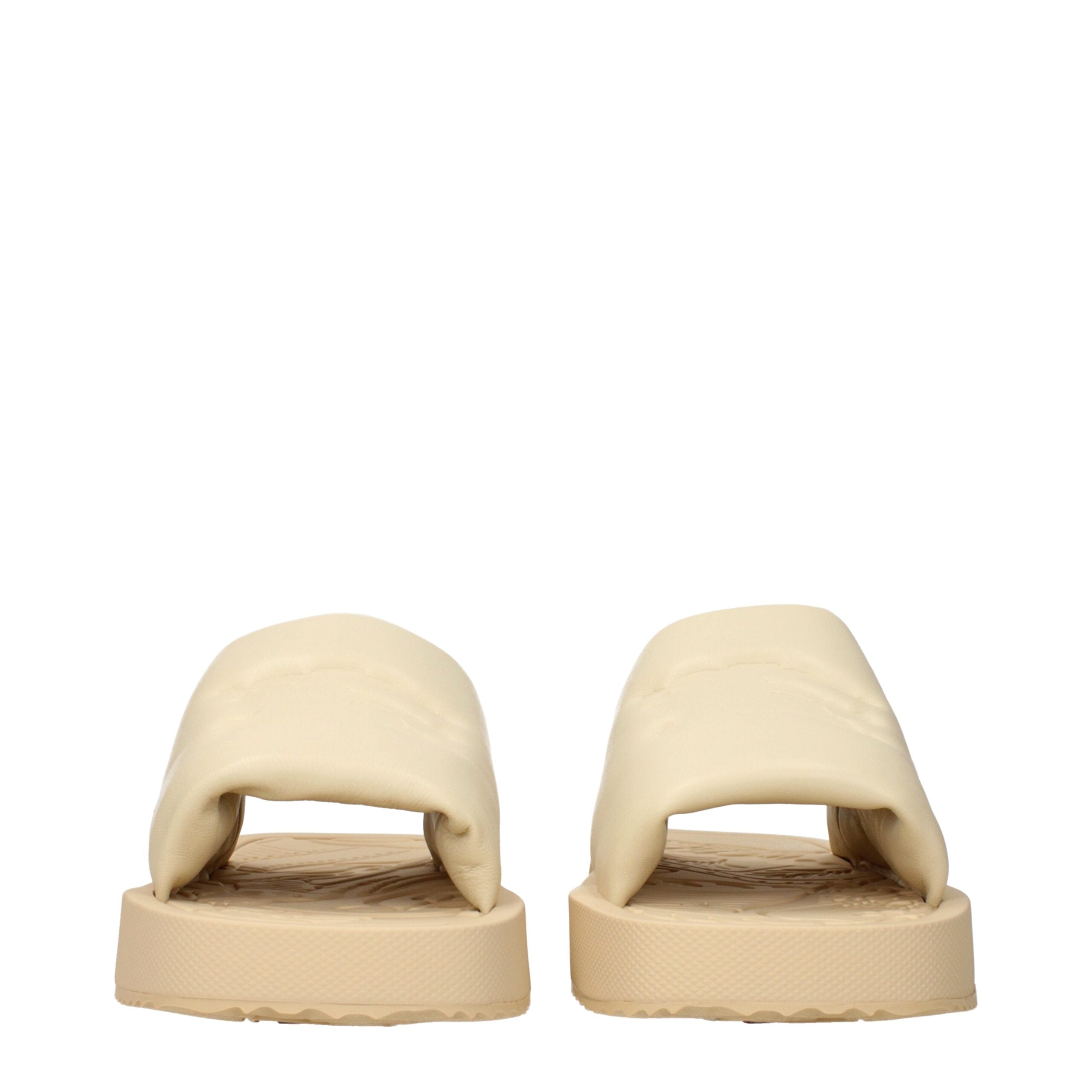 Burberry Beige Leather Slippers Burberry