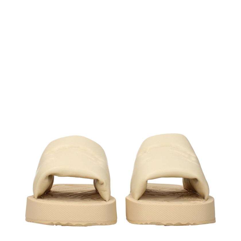 Burberry Beige Leather Slippers Burberry