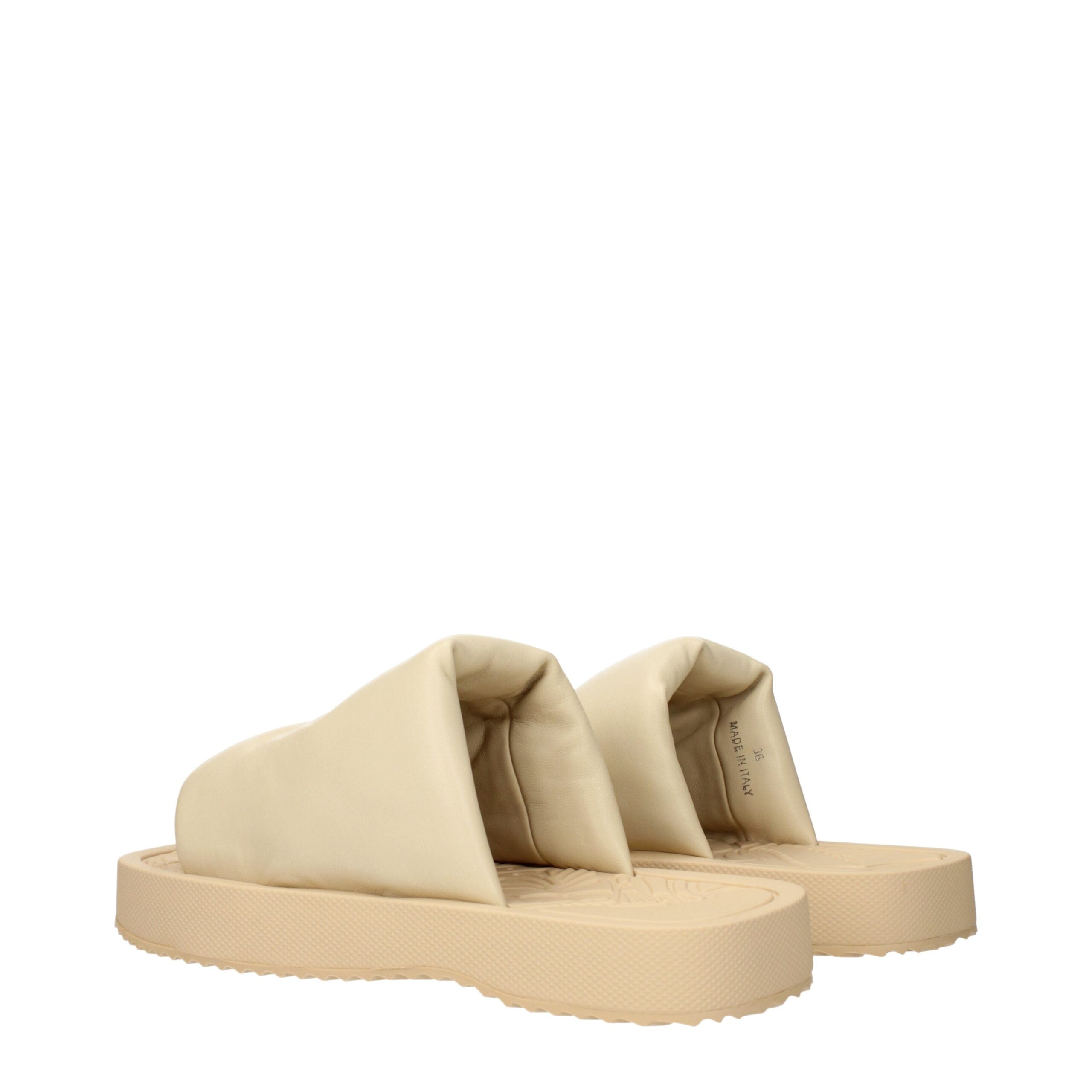 Burberry Beige Leather Slippers Burberry