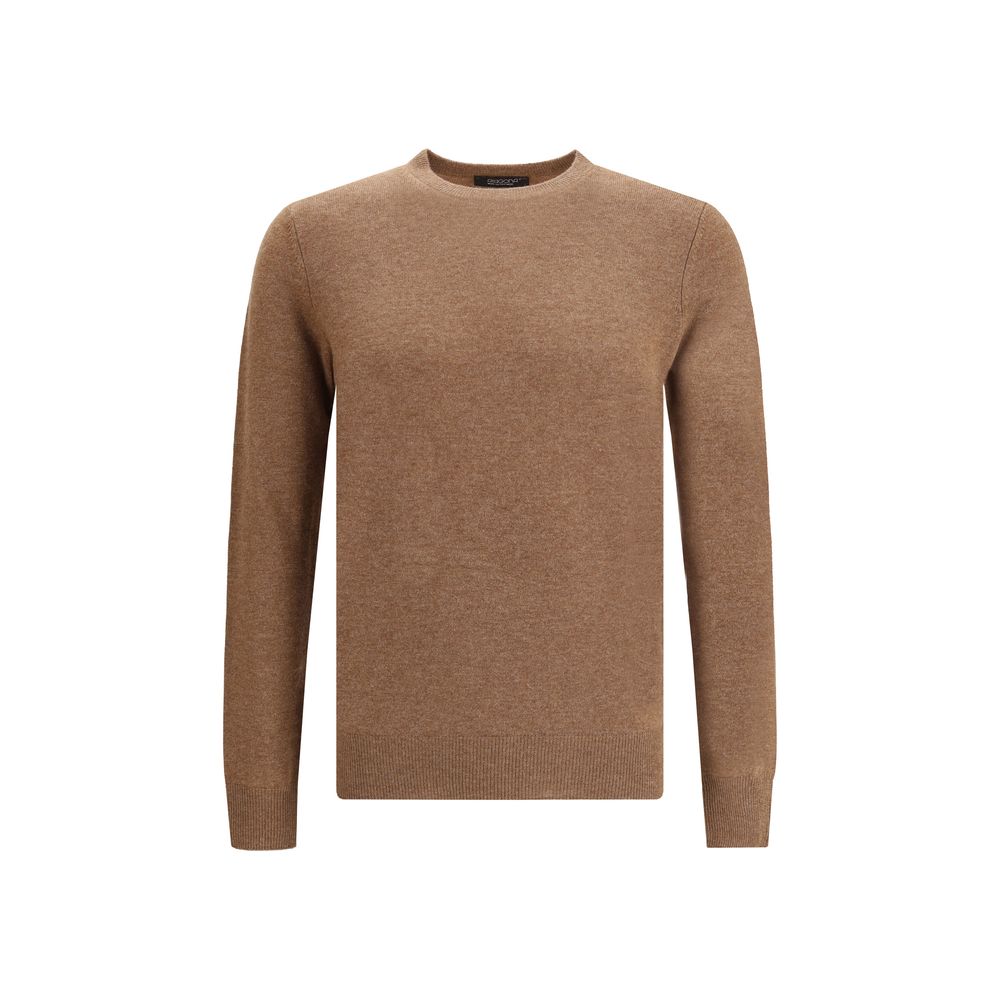Aragona Cashmere Brown Merino Wool Sweatshirt Aragona Cashmere