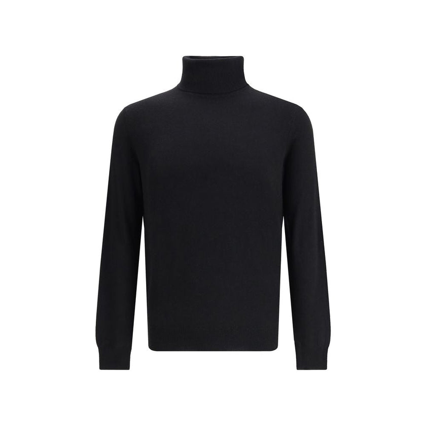 Aragona Cashmere Black Merino Wool Turtleneck Aragona Cashmere