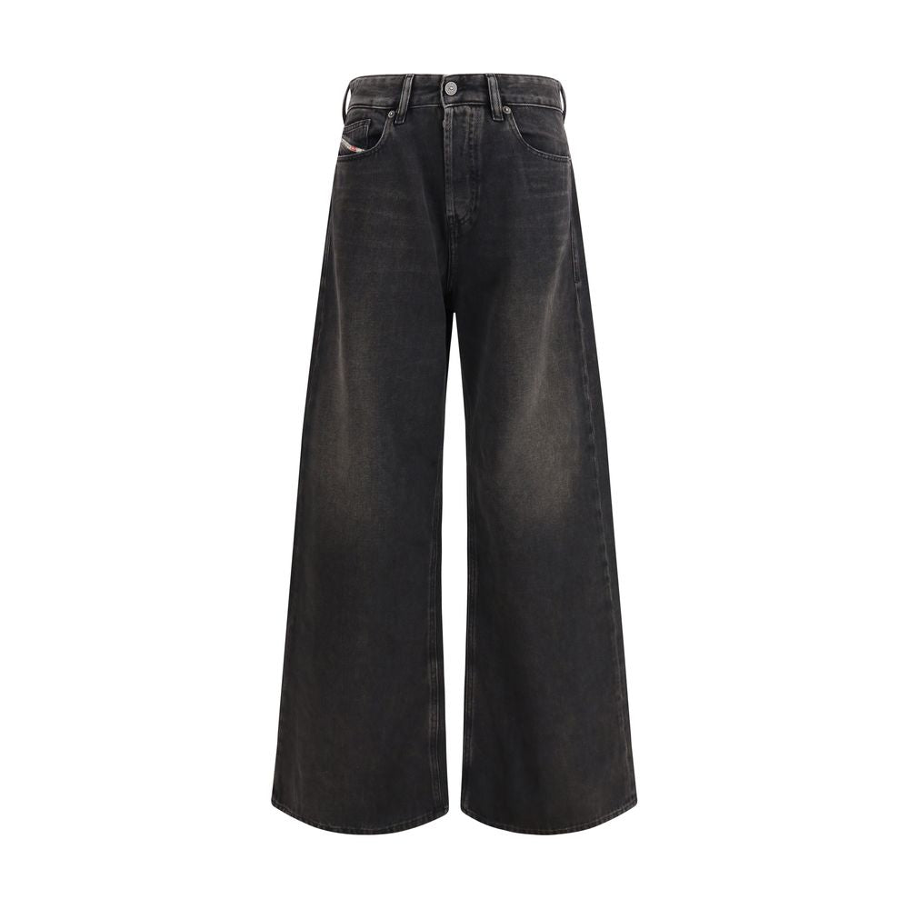 Diesel Black Cotton Relaxed Fit Jeans Diesel
