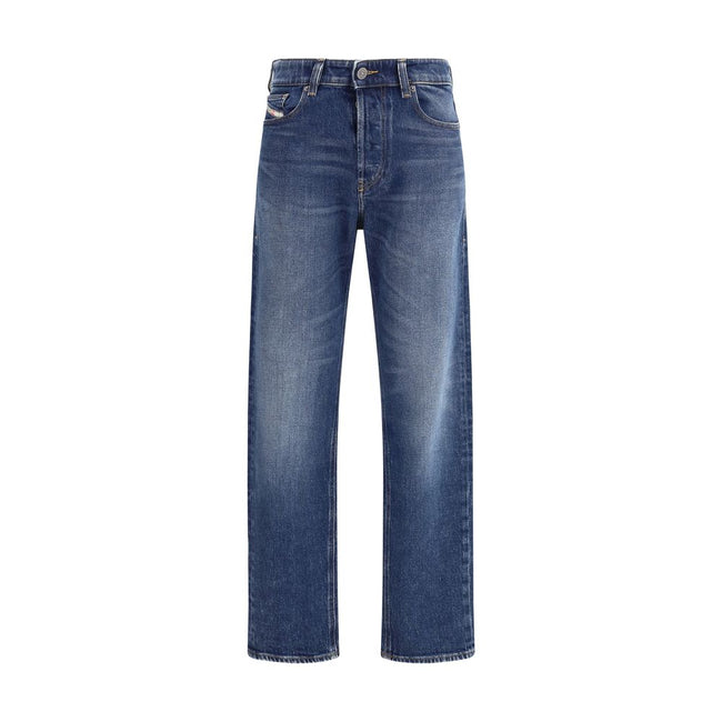 Diesel Blue Cotton Straight-Leg Jeans Diesel
