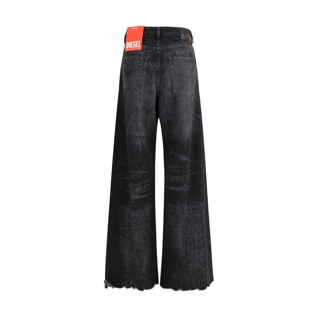Diesel Black Cotton Relaxed Fit Jeans Diesel