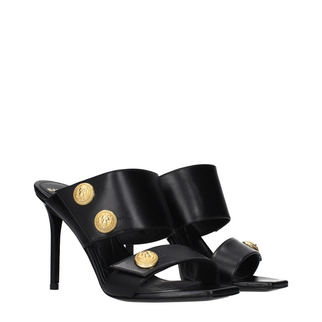 Balmain Black Leather Stiletto Heel Sandals Balmain