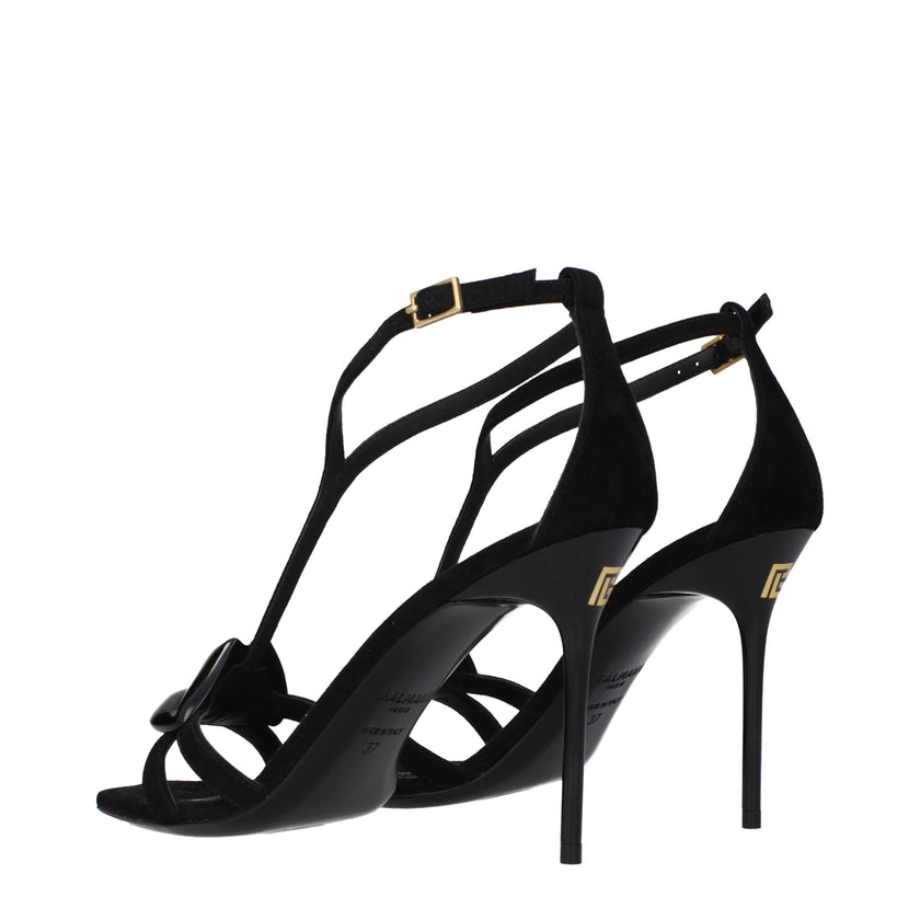 Balmain Black Leather Stiletto Heel Sandals Balmain