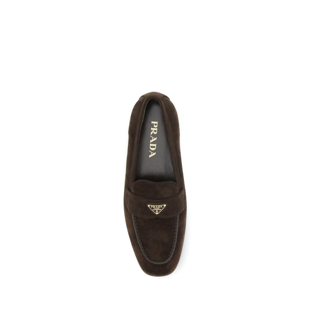 Prada Brown Calf Leather Bos Taurus Slip-On Loafers Prada