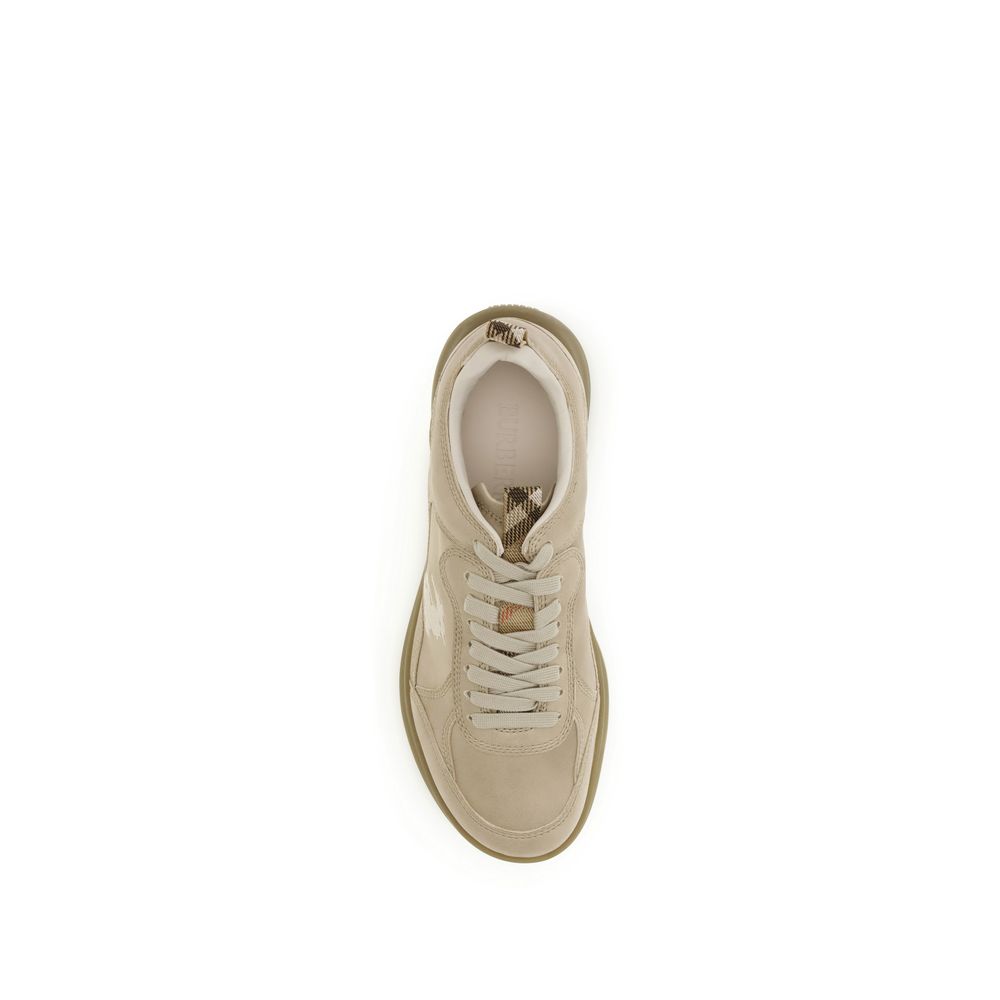 Burberry Beige Calf Leather Bos Taurus Athletic Sneakers Burberry