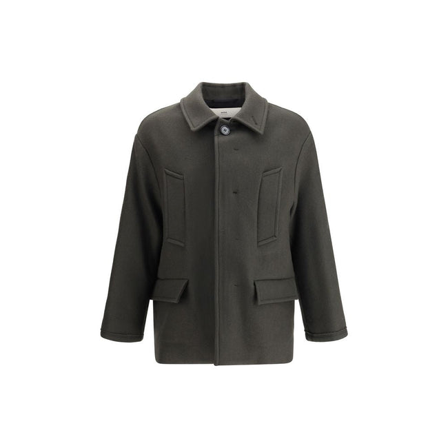 Ami Paris Gray Fleece Wool Coat Ami Paris