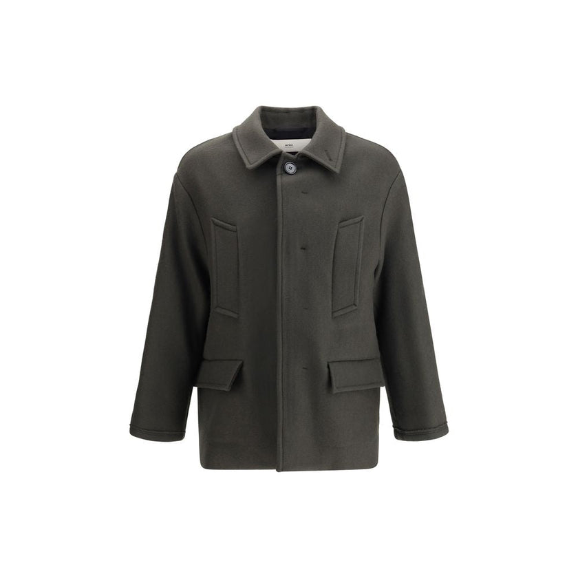 Ami Paris Gray Fleece Wool Coat Ami Paris