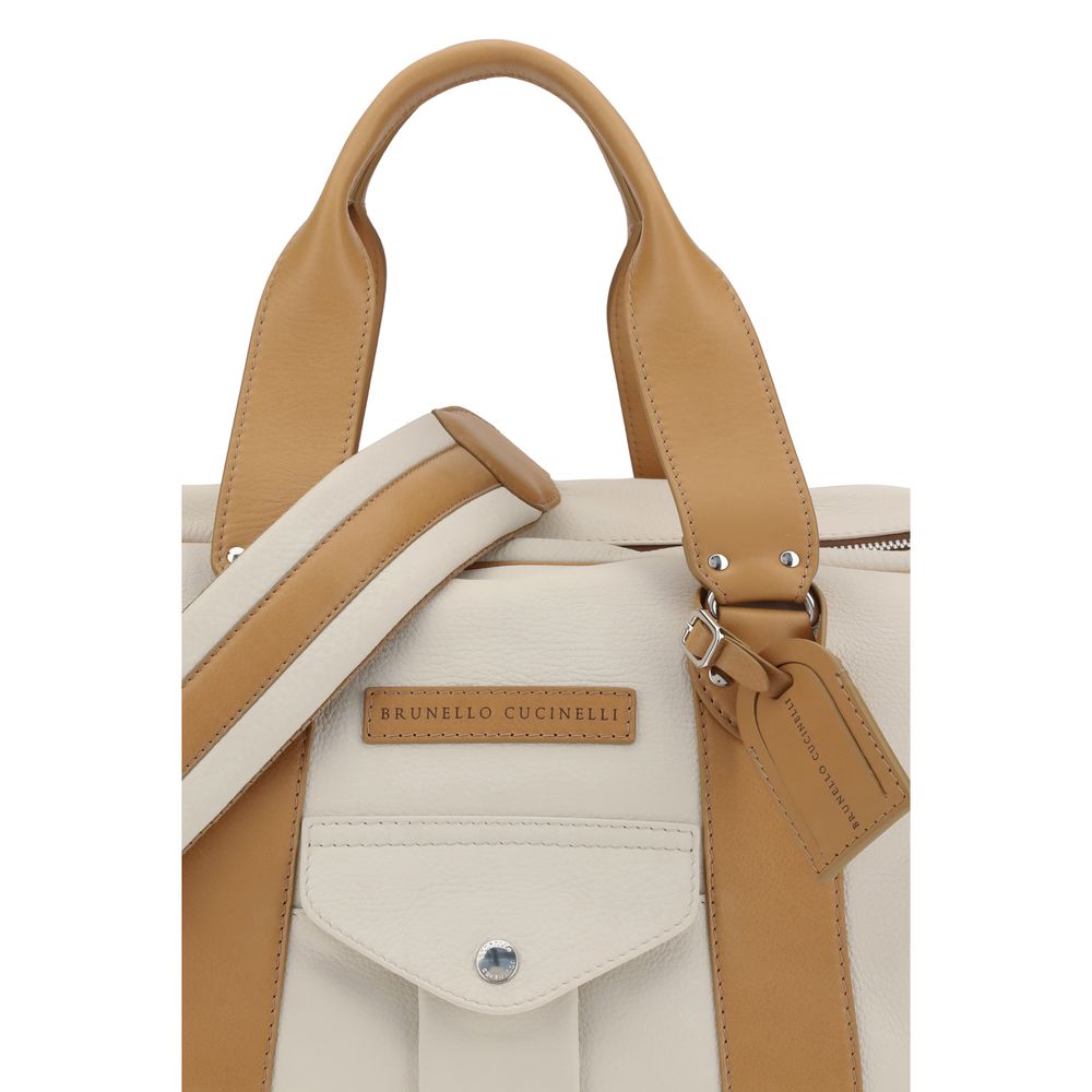 Brunello Cucinelli Beige Calf Leather Bos Taurus Luggage And Travel Brunello Cucinelli