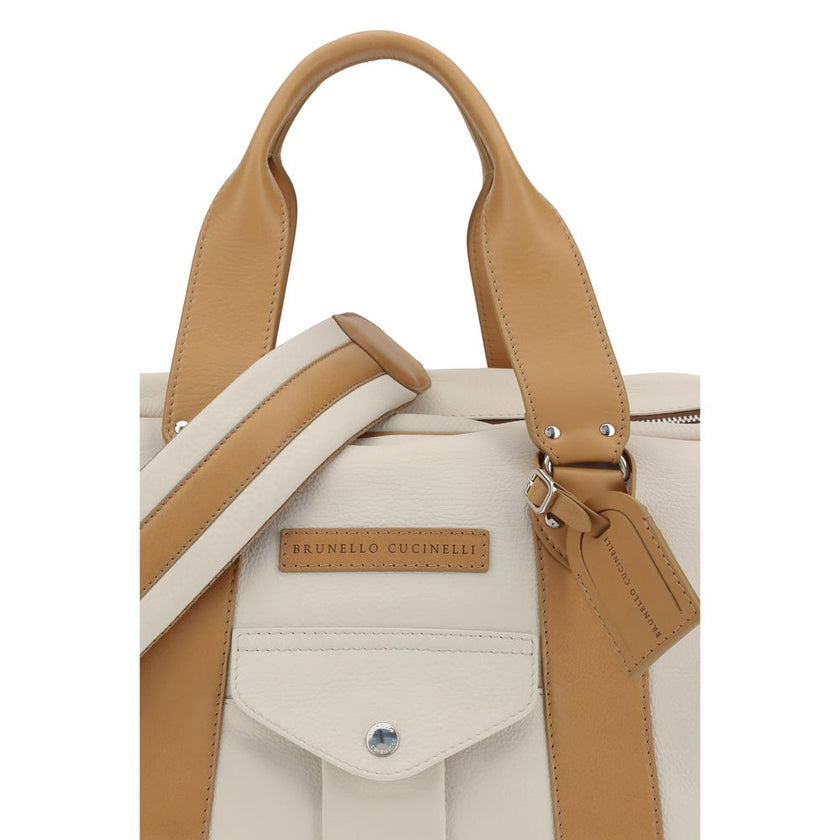 Brunello Cucinelli Beige Calf Leather Bos Taurus Luggage And Travel Brunello Cucinelli