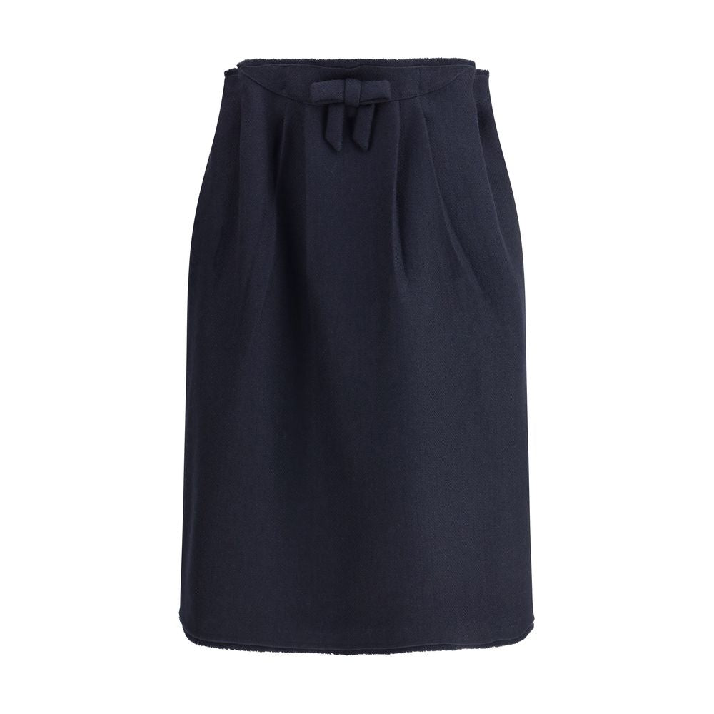 Prada Blue Fleece Wool Midi Skirt Prada