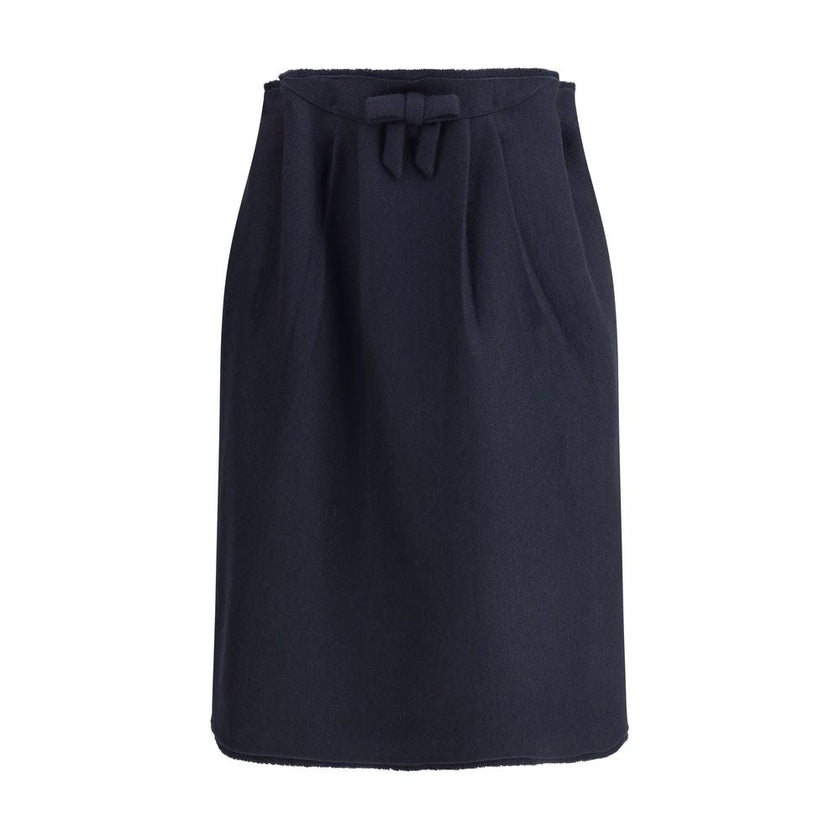 Prada Blue Fleece Wool Midi Skirt Prada