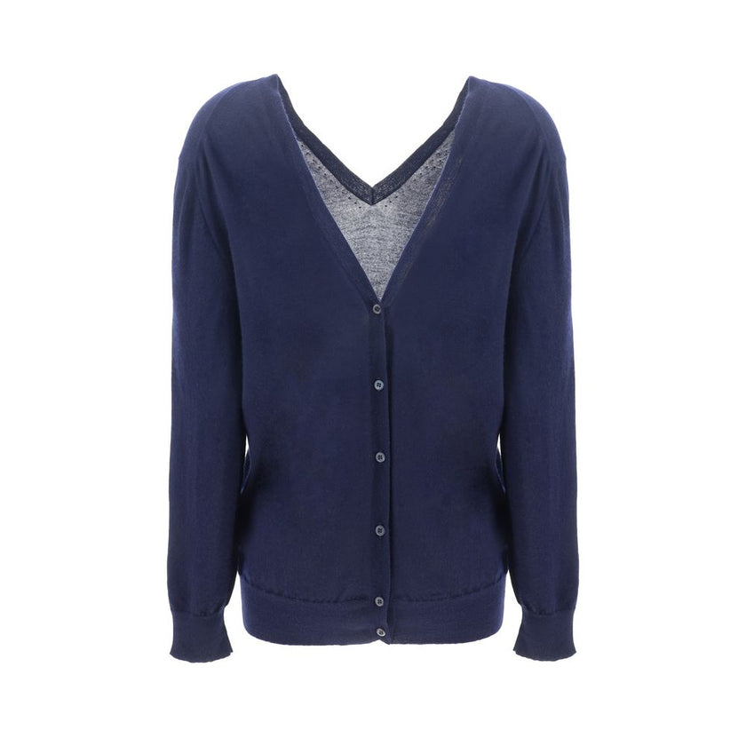 Prada Blue Cashmere Cardigan Prada