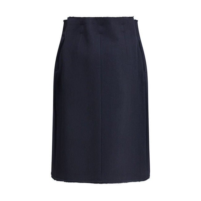 Prada Blue Fleece Wool Midi Skirt Prada