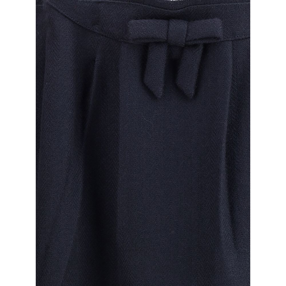Prada Blue Fleece Wool Midi Skirt Prada