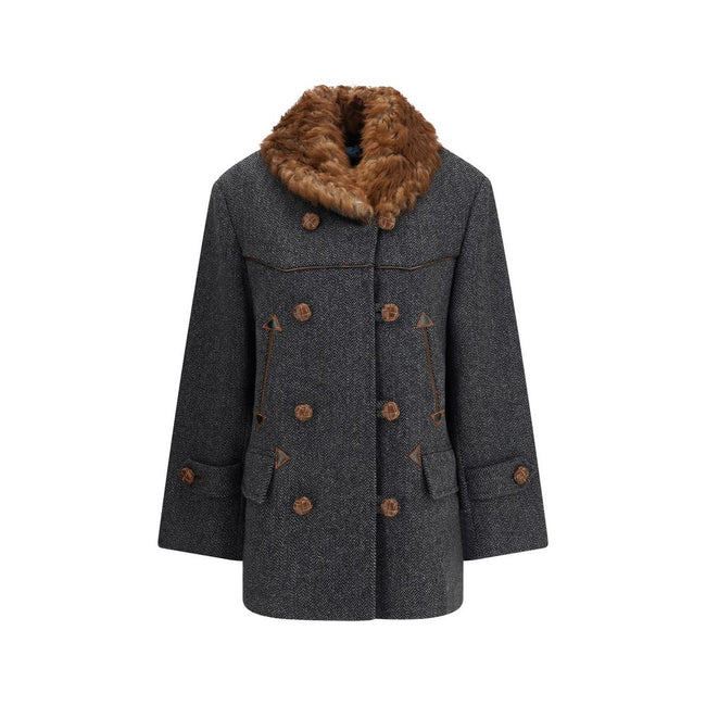 Prada Gray Fleece Wool Coat Prada