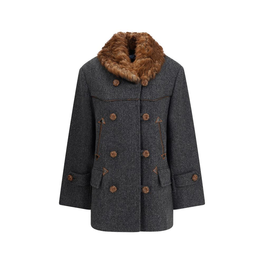 Prada Gray Fleece Wool Coat Prada