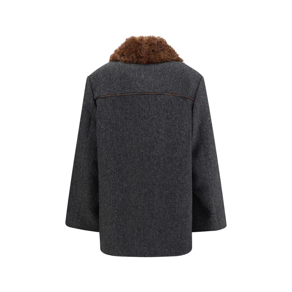 Prada Gray Fleece Wool Coat Prada