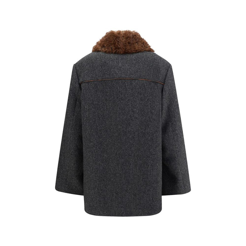 Prada Gray Fleece Wool Coat Prada