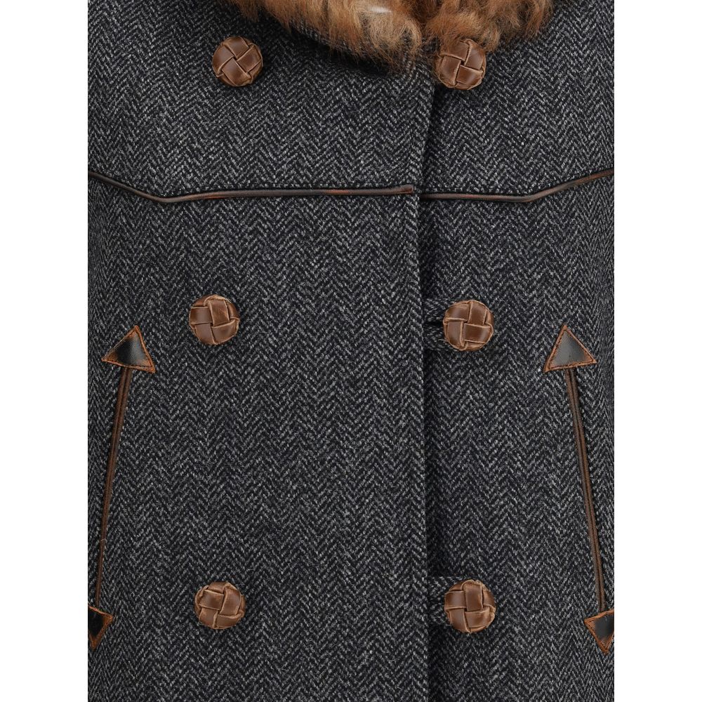Prada Gray Fleece Wool Coat Prada
