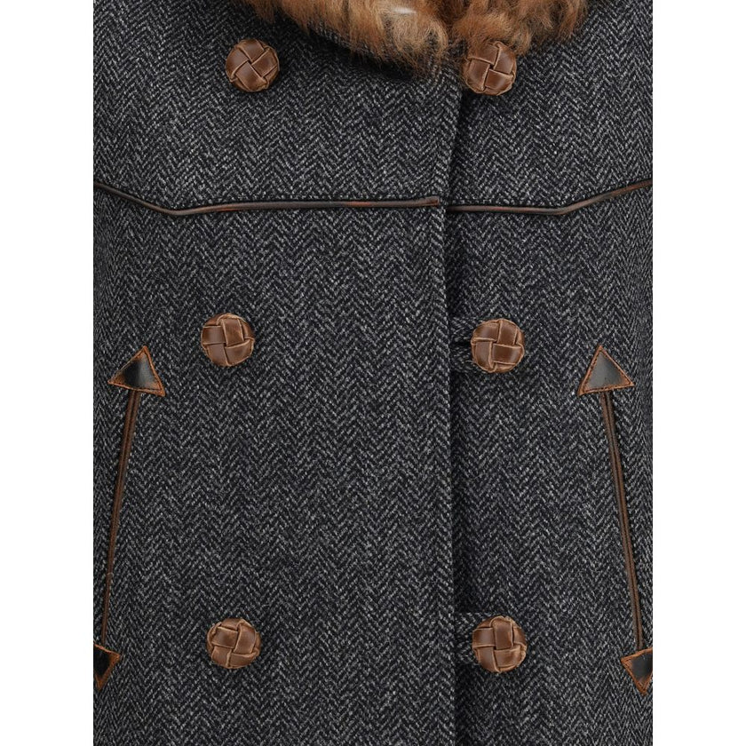 Prada Gray Fleece Wool Coat Prada
