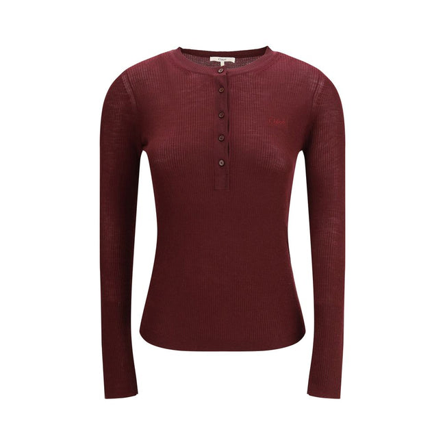 Chloé Bordeaux Wool Long Sleeve T-Shirt Chloé