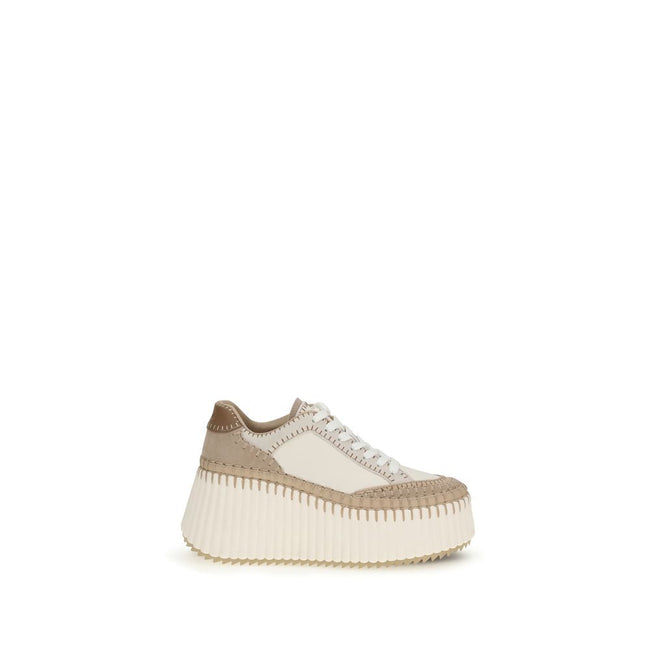 Chloé Cream Calf Leather Bos Taurus Platform Sneakers Chloé