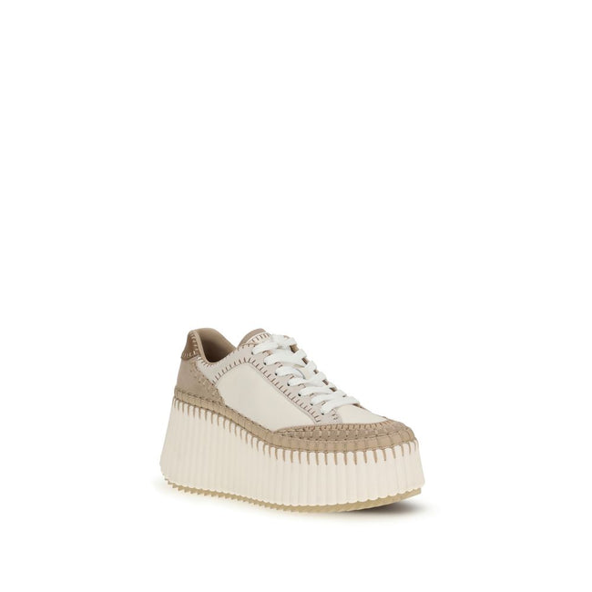 Chloé Cream Calf Leather Bos Taurus Platform Sneakers Chloé