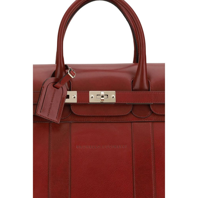Brunello Cucinelli Bordeaux Calf Leather Bos Taurus Shoulder Bag Brunello Cucinelli