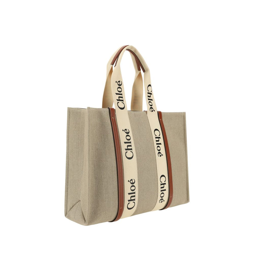 Chloé Beige Linen Shoulder Bag Chloé